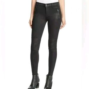 Hudson Stark Moto Super Skinny Jeans Women Sz 31 Black Denim Punk Biker Like New